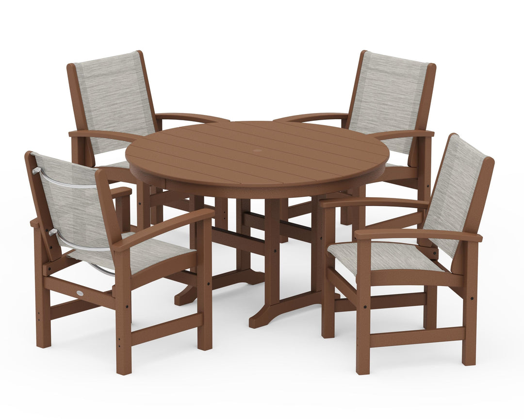 POLYWOOD® Coastal 5-Piece Round Farmhouse Dining Set