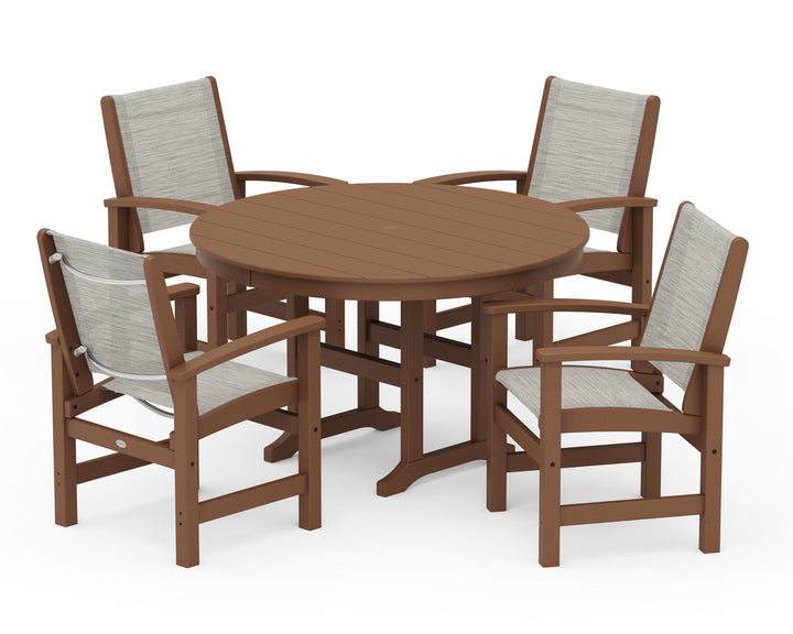 POLYWOOD® Coastal 5-Piece Round Farmhouse Dining Set