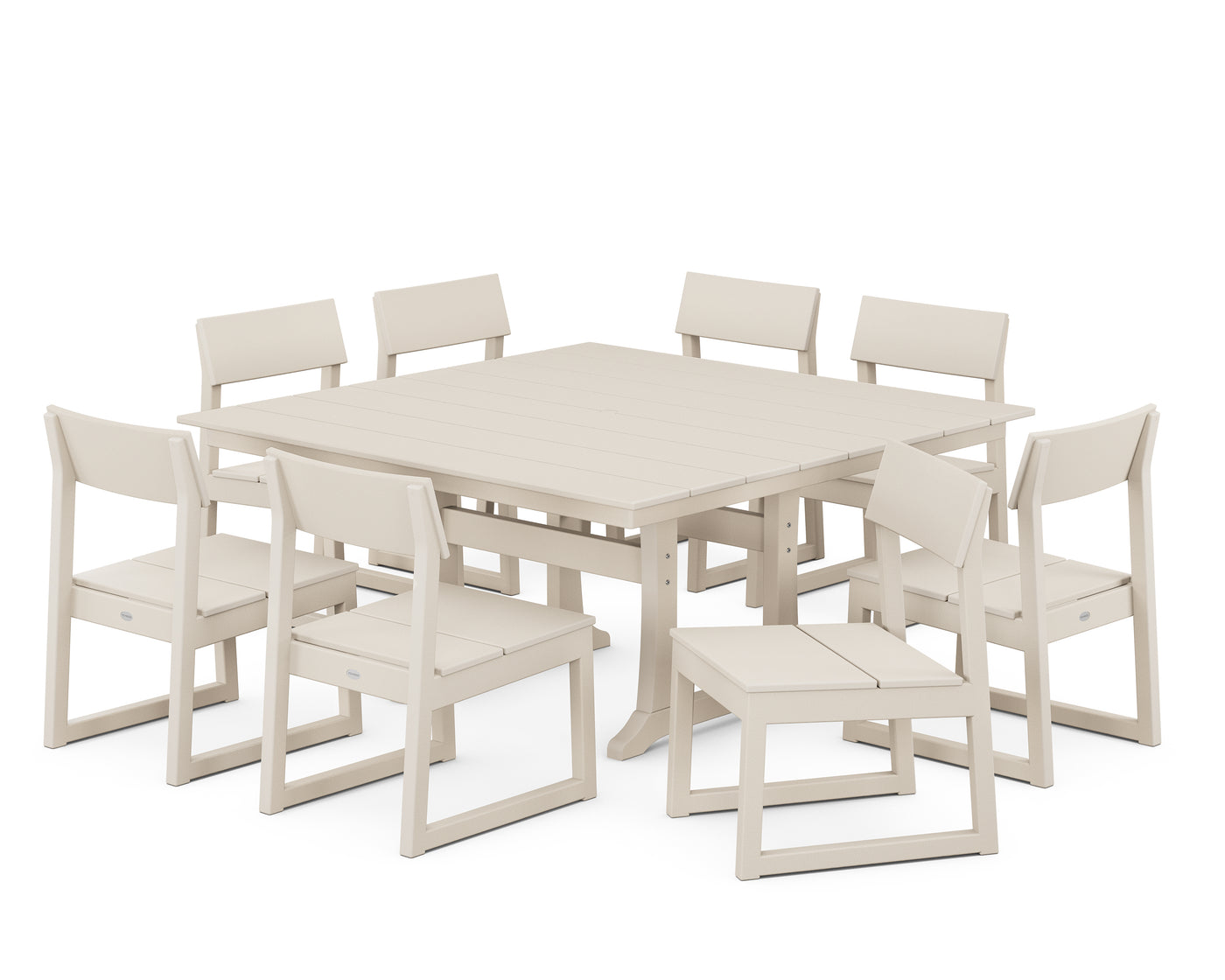 EDGE 9-Piece Farmhouse Trestle Dining Set