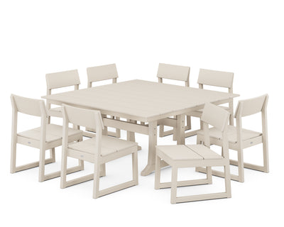 EDGE 9-Piece Farmhouse Trestle Dining Set