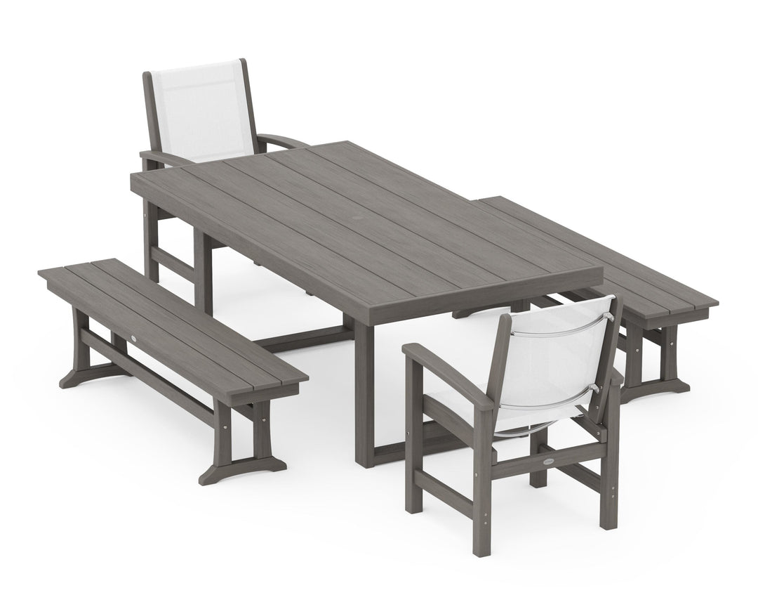 POLYWOOD® Coastal 5-Piece Dining Set with Trestle Legs