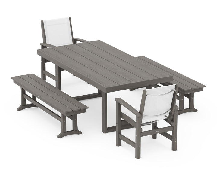 POLYWOOD® Coastal 5-Piece Dining Set with Trestle Legs