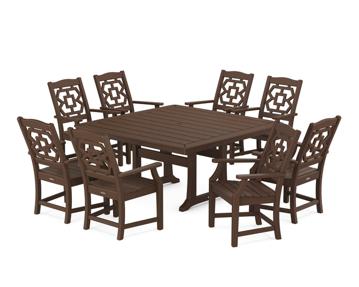 Martha Stewart by POLYWOOD® Chinoiserie 9-Piece Square Dining Set with Trestle Legs