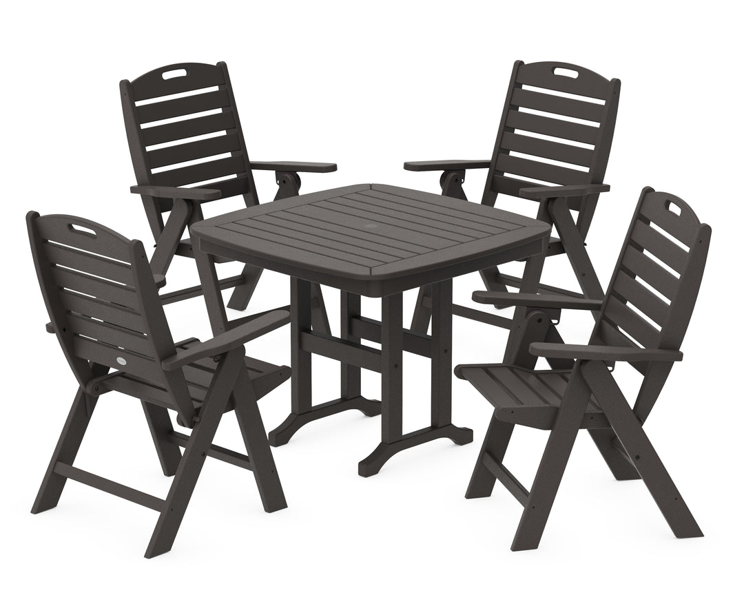 POLYWOOD® Nautical Folding Highback Chair 5-Piece Dining Set