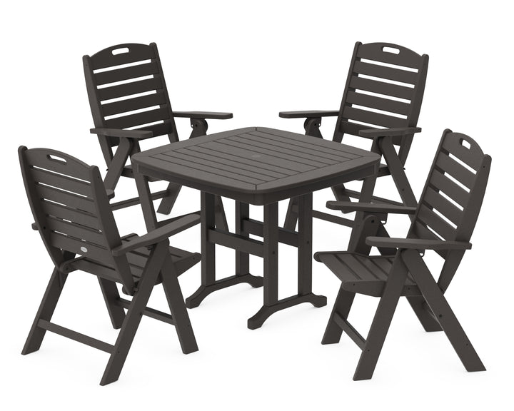POLYWOOD® Nautical Folding Highback Chair 5-Piece Dining Set