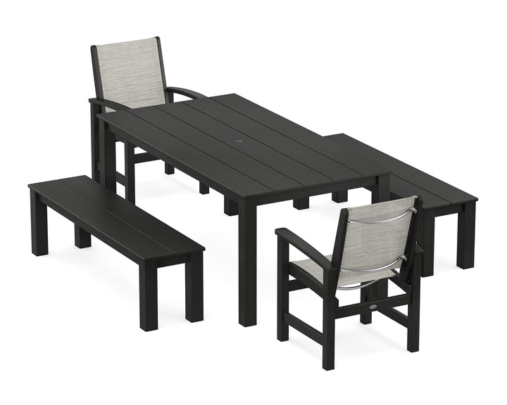 POLYWOOD® Coastal 5-Piece Parsons Dining Set with Benches