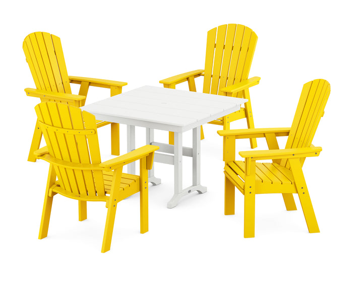 POLYWOOD® Nautical Curveback Adirondack 5-Piece Farmhouse Dining Set