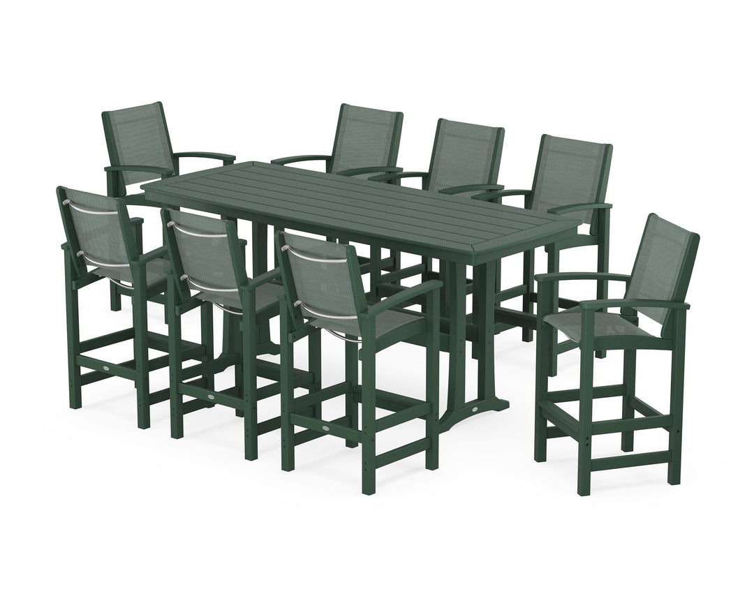 POLYWOOD® Coastal 9-Piece Bar Set with Trestle Legs