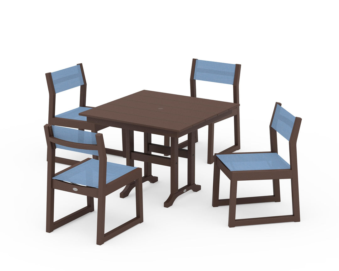 POLYWOOD® EDGE Sling Side Chair 5-Piece Farmhouse Dining Set
