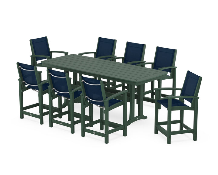 POLYWOOD® Coastal 9-Piece Counter Set with Trestle Legs