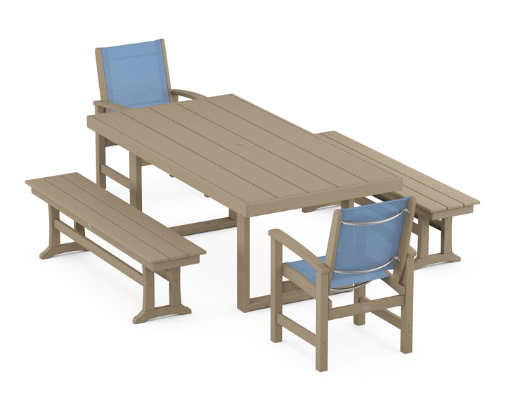POLYWOOD® Coastal 5-Piece Dining Set with Trestle Legs