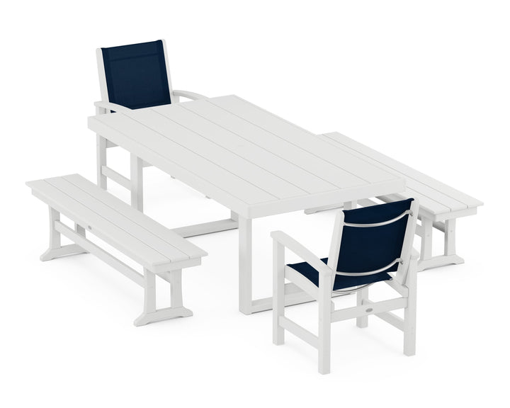 POLYWOOD® Coastal 5-Piece Dining Set with Trestle Legs