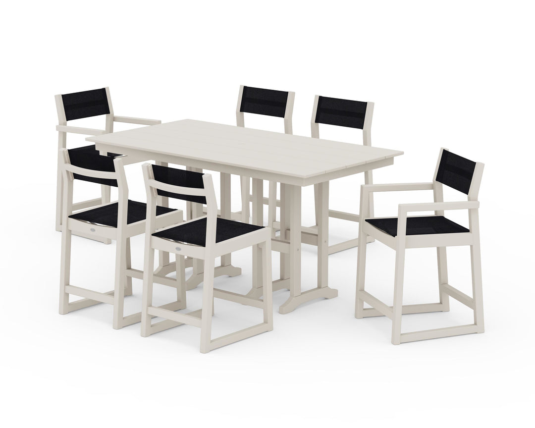 POLYWOOD® EDGE Sling 7-Piece Farmhouse Counter Set