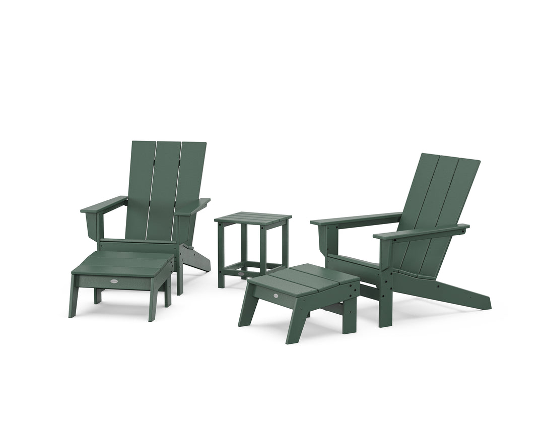 POLYWOOD® 5-Piece Modern Studio Adirondack Set with Ottomans and Side Table
