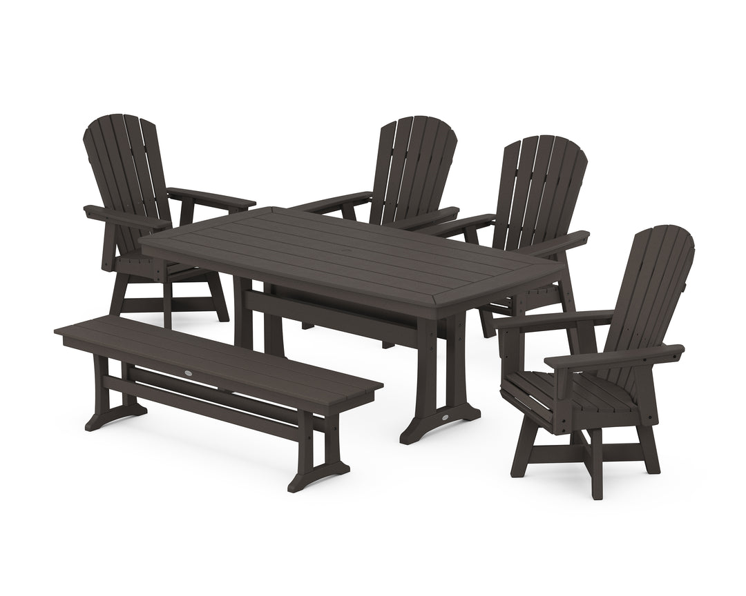 POLYWOOD® Nautical Adirondack Swivel 6-Piece Dining Set with Trestle Legs
