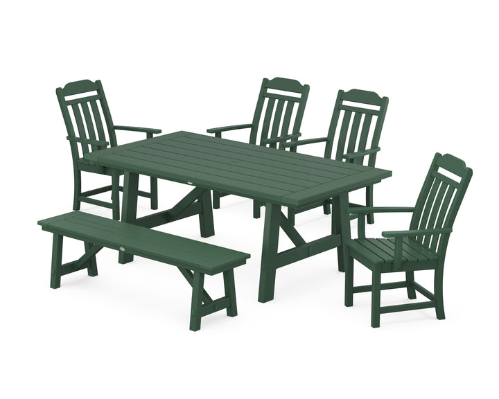 Country Living Cottage 6-Piece Rustic Farmhouse Dining Set with Bench