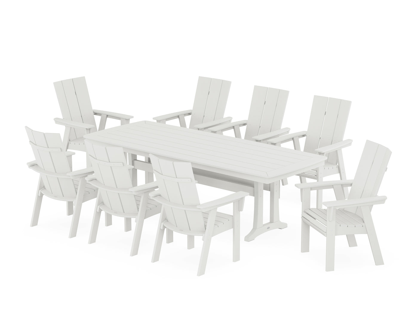 Modern Curveback Adirondack 9-Piece Dining Set with Trestle Legs