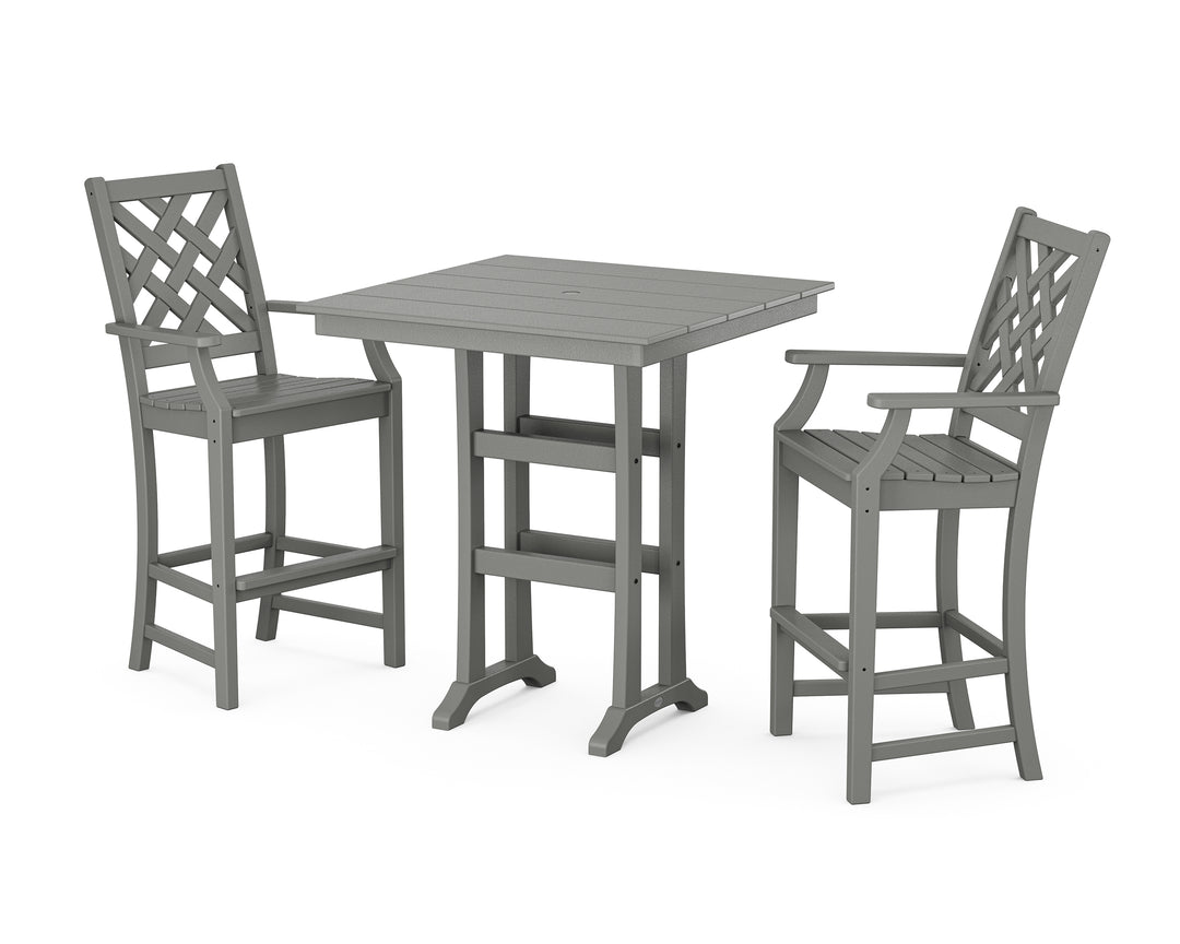 Country Living Wovendale 3-Piece Farmhouse Bar Set with Trestle Legs