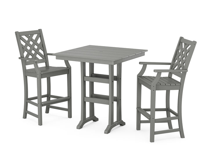 Country Living Wovendale 3-Piece Farmhouse Bar Set with Trestle Legs
