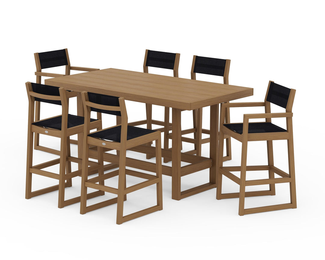 POLYWOOD® EDGE Sling 7-Piece Bar Table Set