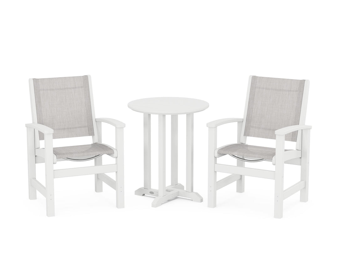 POLYWOOD® Coastal 3-Piece Round Bistro Dining Set