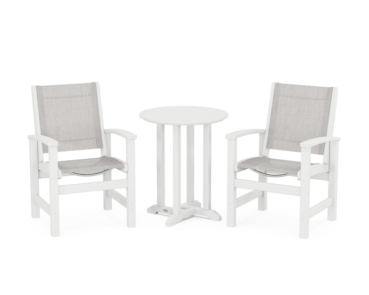 POLYWOOD® Coastal 3-Piece Round Bistro Dining Set
