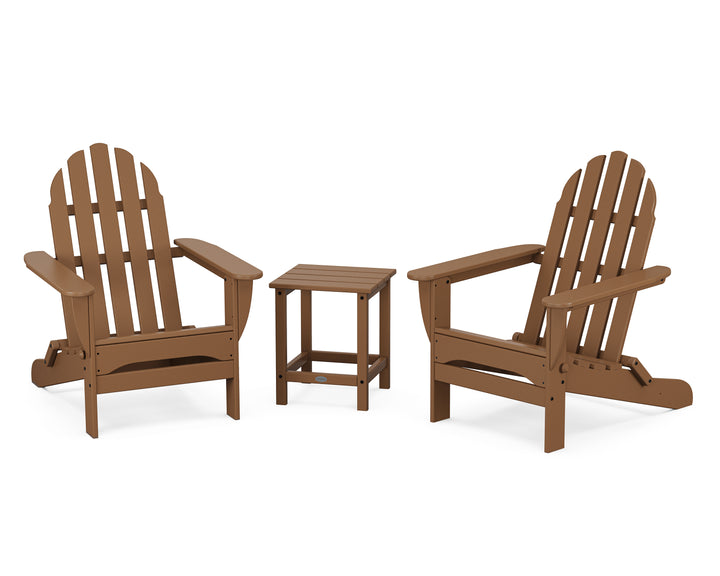 POLYWOOD® Classic Folding Adirondack 3-Piece Set with Long Island 18" Side Table