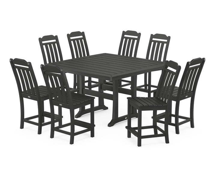Country Living Cottage 9-Piece Square Side Chair Counter Set with Trestle Legs