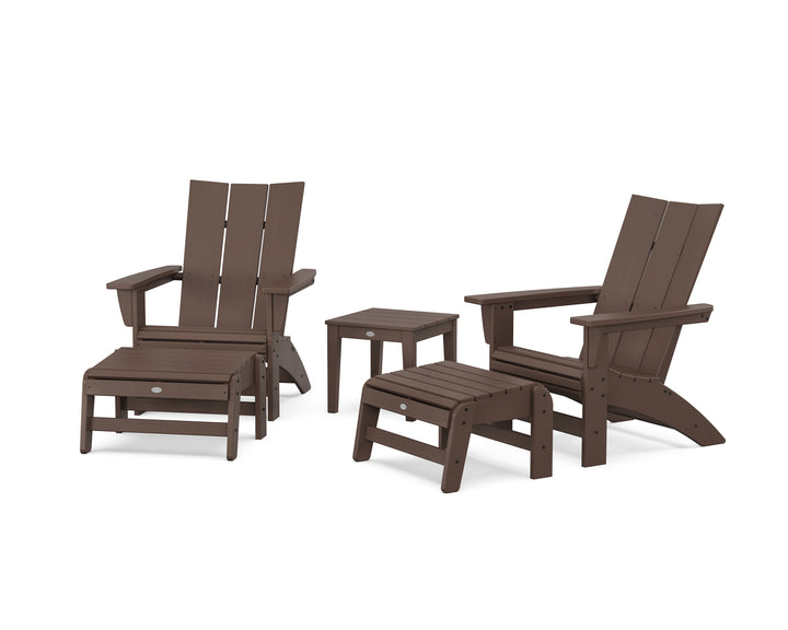 POLYWOOD® 5-Piece Modern Grand Adirondack Set with Ottomans and Side Table