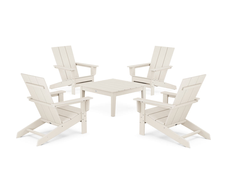 POLYWOOD® 5-Piece Modern Studio Adirondack Chair Conversation Group