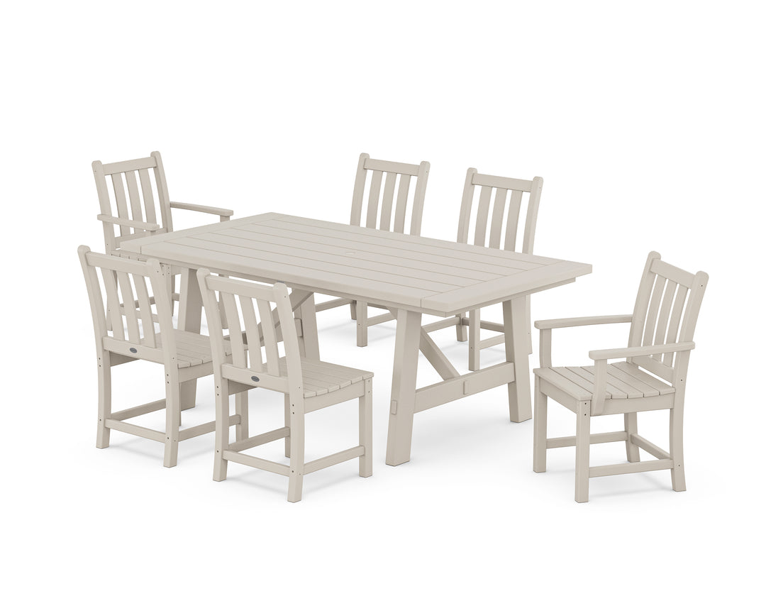POLYWOOD® Traditional Garden 7-Piece Rustic Farmhouse Dining Set