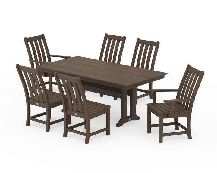 POLYWOOD® Vineyard 7-Piece Farmhouse Dining Set with Trestle Legs