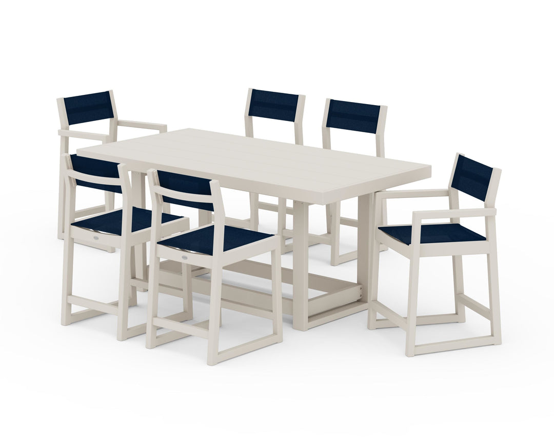 POLYWOOD® EDGE Sling 7-Piece Counter Table Set