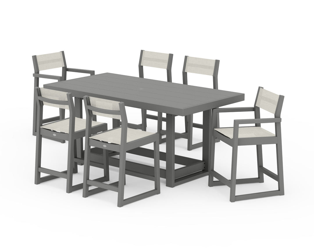 POLYWOOD® EDGE Sling 7-Piece Counter Table Set