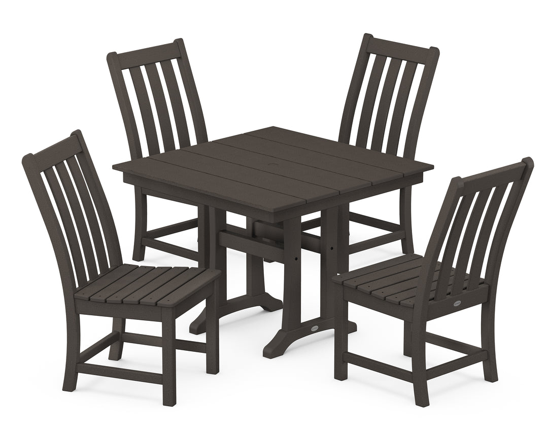 POLYWOOD® Vineyard 5-Piece Farmhouse Trestle Side Chair Dining Set