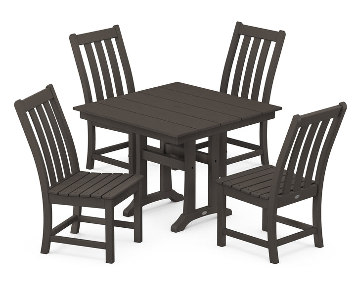 POLYWOOD® Vineyard 5-Piece Farmhouse Trestle Side Chair Dining Set