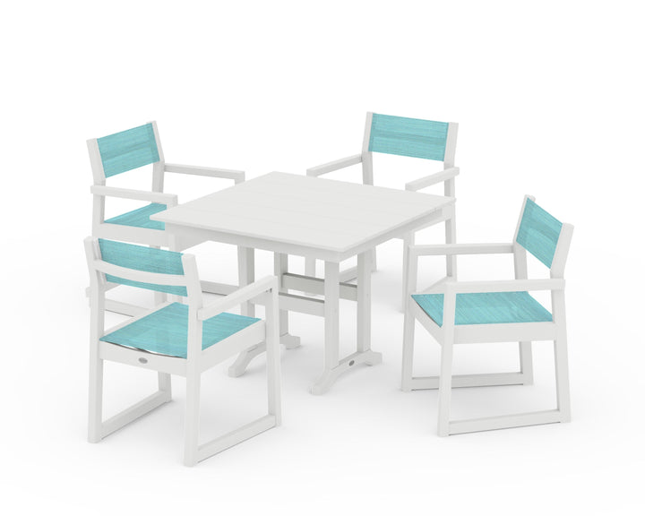 POLYWOOD® EDGE Sling Arm Chair 5-Piece Farmhouse Dining Set