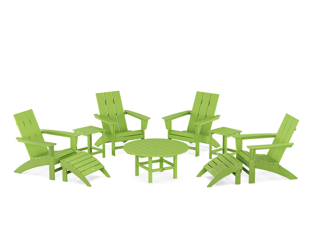 POLYWOOD® Modern Adirondack Chair 9-Piece Conversation Set