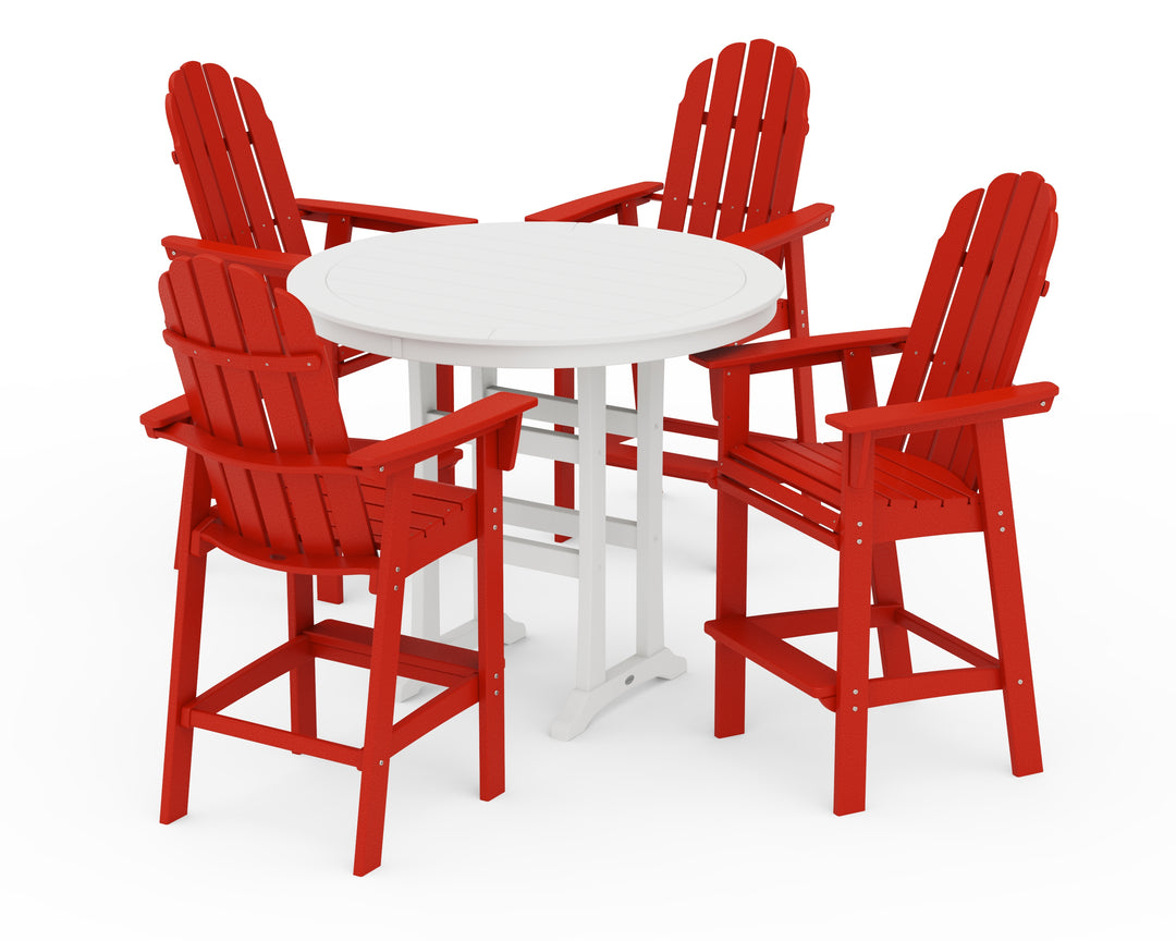 POLYWOOD® Vineyard Curveback Adirondack 5-Piece Nautical Trestle Bar Set