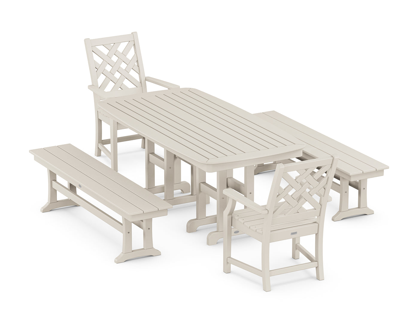 Wovendale 5-Piece Dining Set with Benches