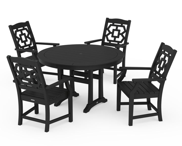 Martha Stewart by POLYWOOD® Chinoiserie 5-Piece Round Dining Set with Trestle Legs