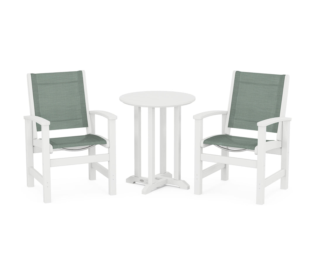 POLYWOOD® Coastal 3-Piece Round Bistro Dining Set