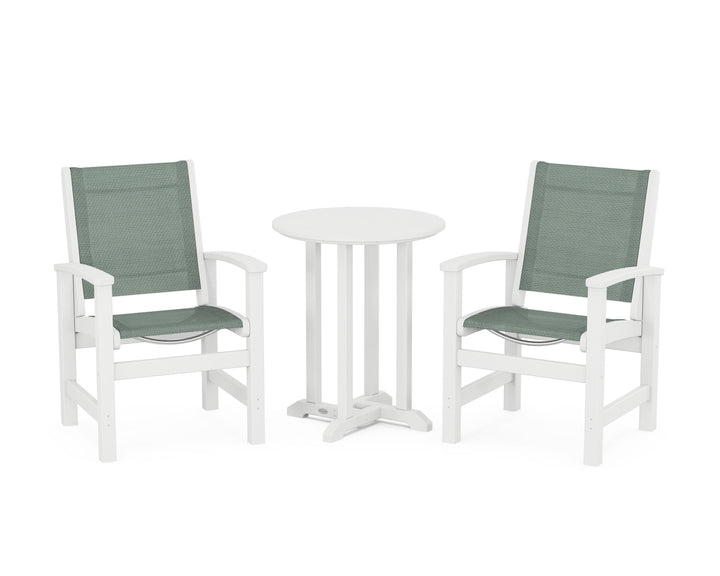 POLYWOOD® Coastal 3-Piece Round Bistro Dining Set