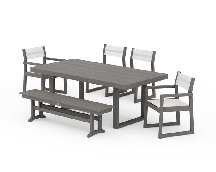 POLYWOOD® EDGE Sling 6-Piece Dining Set with Bench