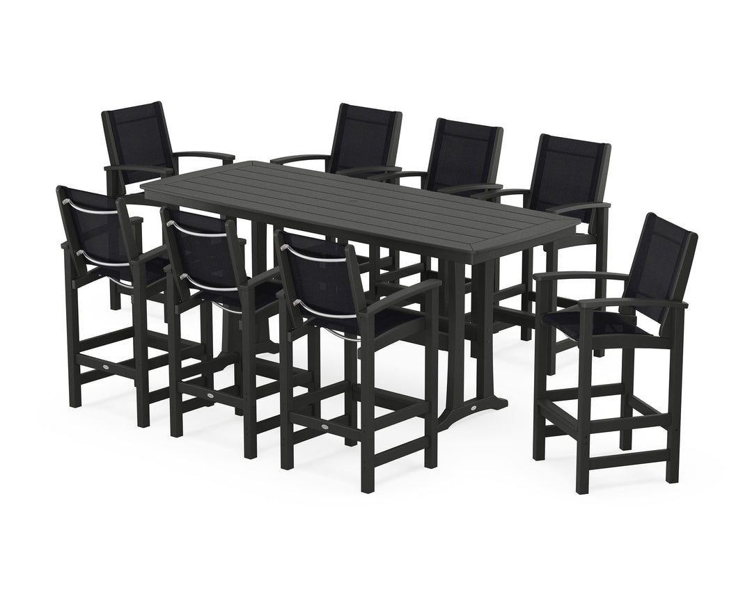 POLYWOOD® Coastal 9-Piece Bar Set with Trestle Legs