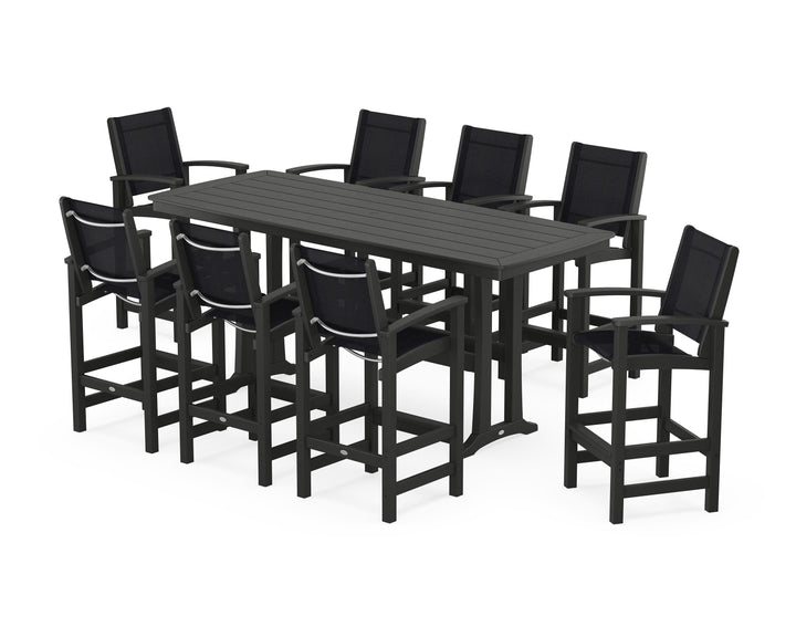 POLYWOOD® Coastal 9-Piece Bar Set with Trestle Legs