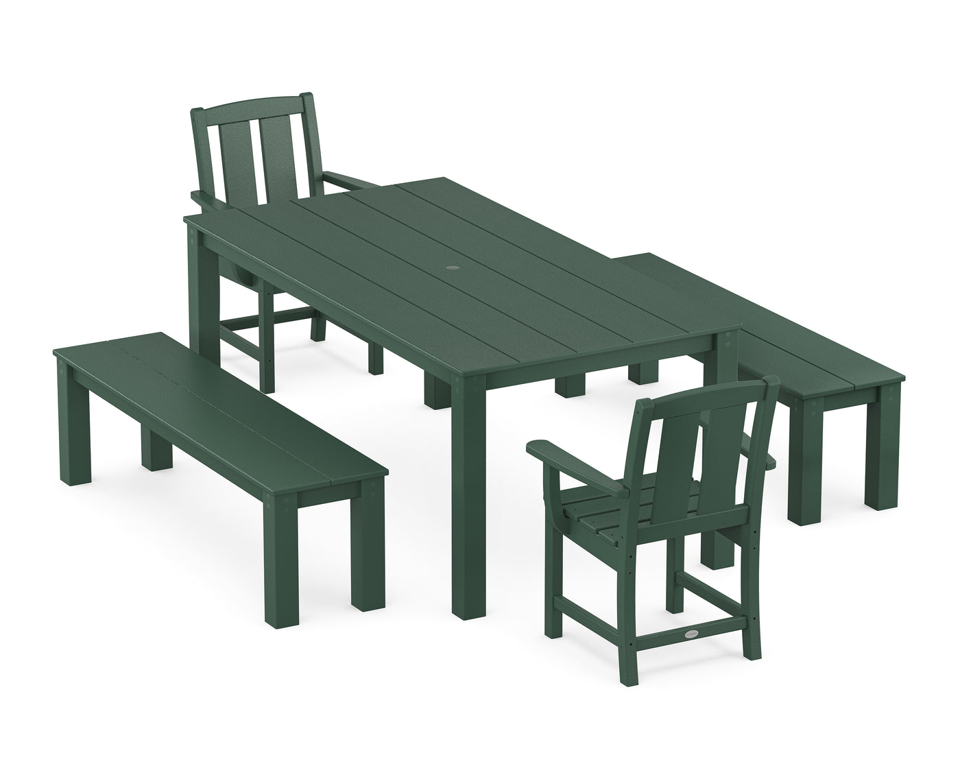 Mission 5-Piece Parsons Dining Set with Benches