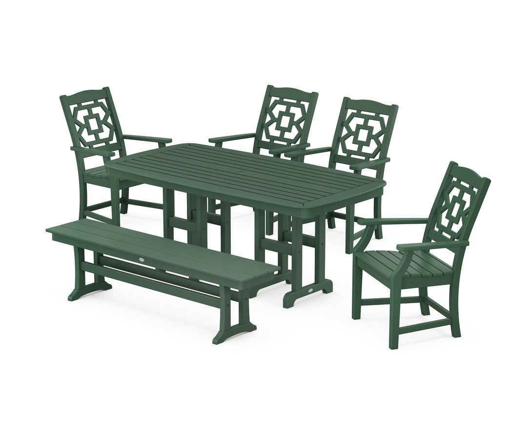 Martha Stewart by POLYWOOD® Chinoiserie 6-Piece Dining Set with Bench