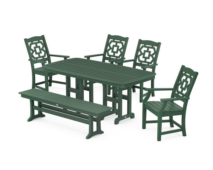 Martha Stewart by POLYWOOD® Chinoiserie 6-Piece Dining Set with Bench