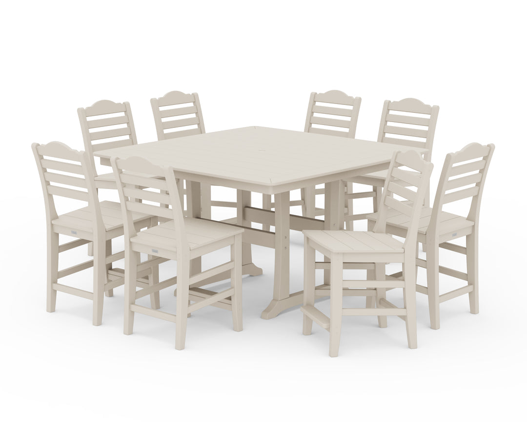 Draper James™ by  POLYWOOD® Savannah Side Chair 9-Piece Square Counter Set with Trestle Legs